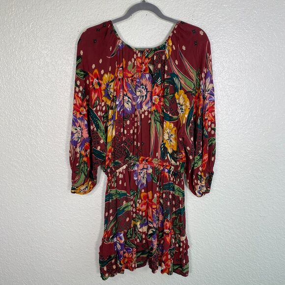 Gypsy Love Dress Women Large Floral Tiered Boho Summer Flowy Sundress Tie Waist - Picture 8 of 13